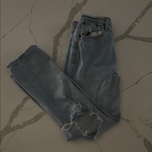 Abercrombie & Fitch Light Wash High Waisted Relaxed Ripped Jeans